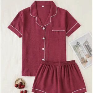 Pj Sets- button up shirt and shorts